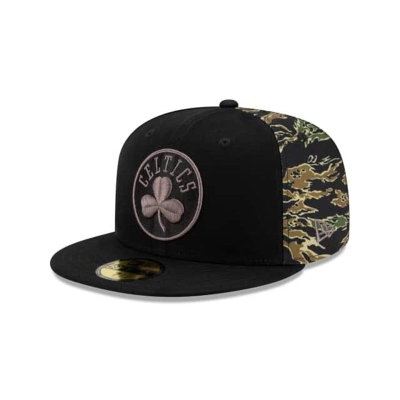 Black Boston Celtics Hat - New Era NBA Camo Panel 59FIFTY Fitted Caps USA5721634